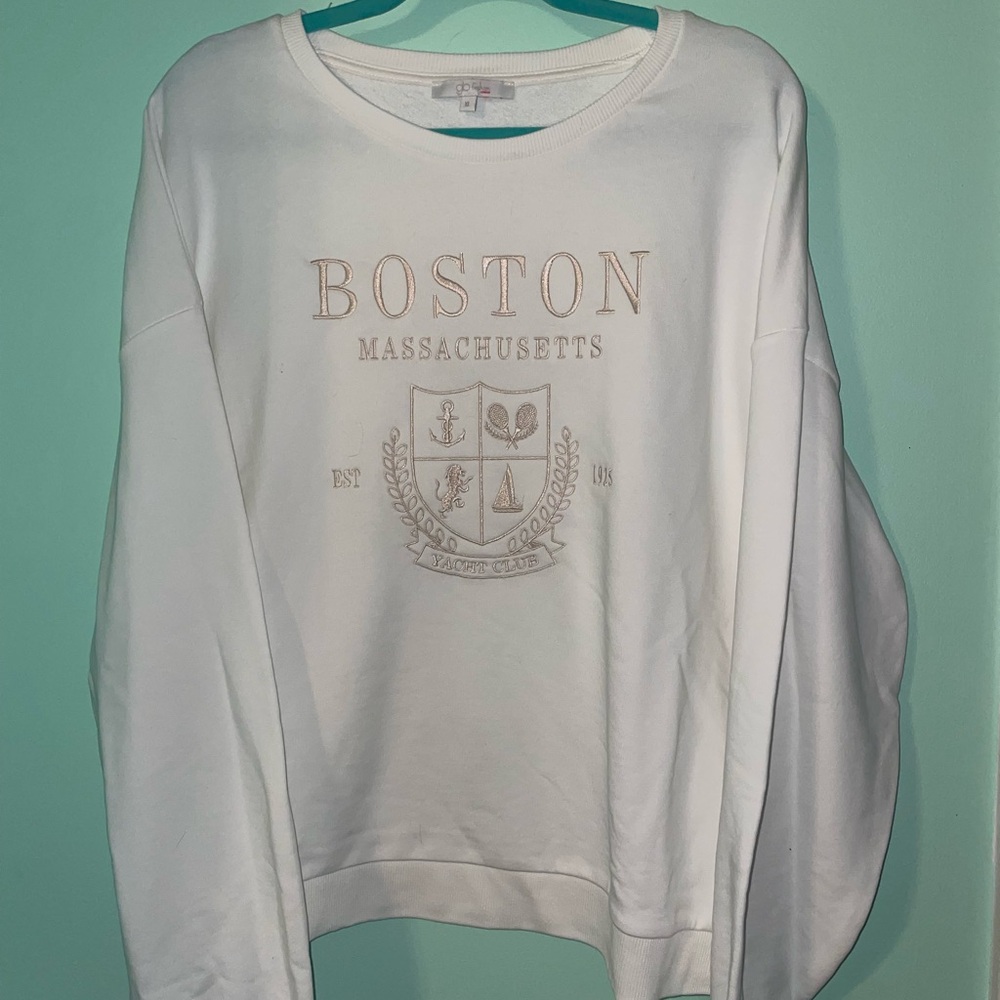 White Boston Massachusetts Crew Neck Sweatshirt